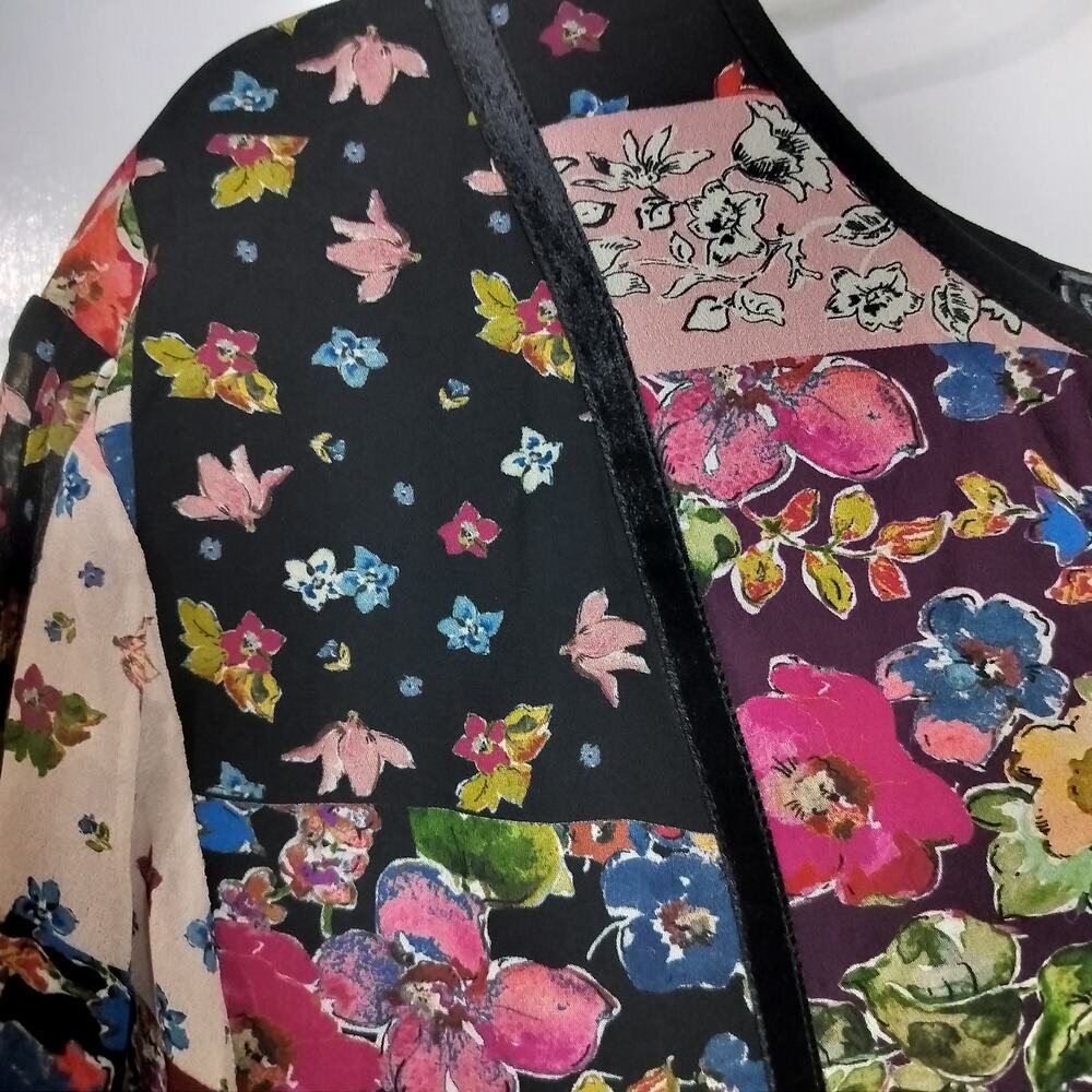 4644) Johnny Was Cruces Patchwork A Line Floral Midi Dress XS - Picture 8 of 11